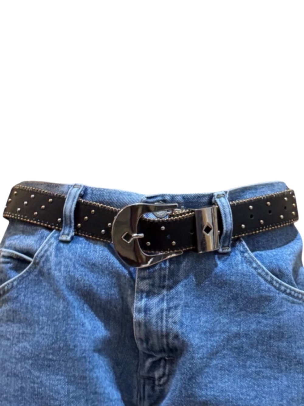 Studded Black Belt with Silver Buckle
